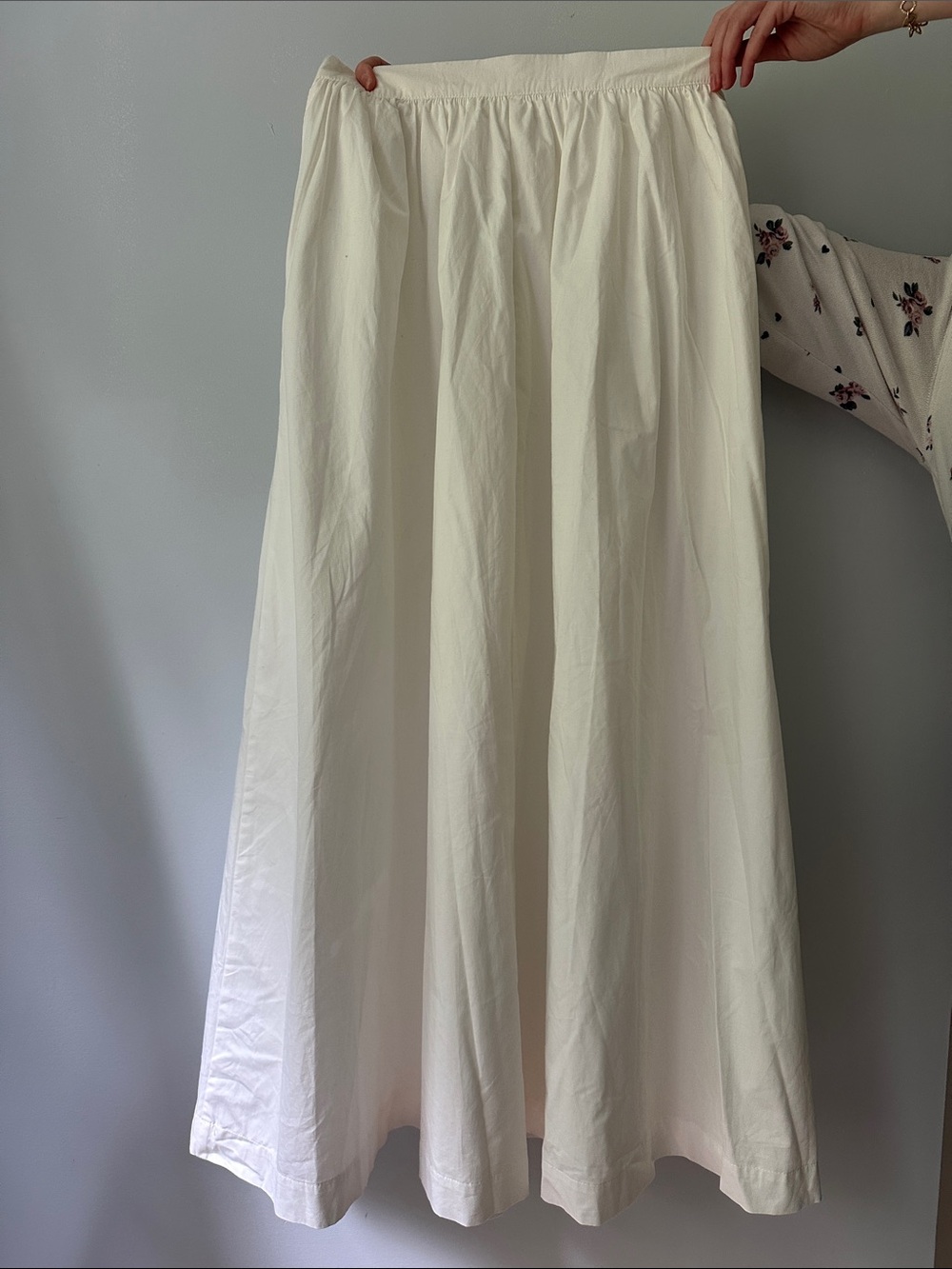 Women's Cream Maxi Skirt with Gathered Waist